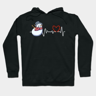 Heartbeat Christmas Snowman Face Funny Heart Frequency Hoodie